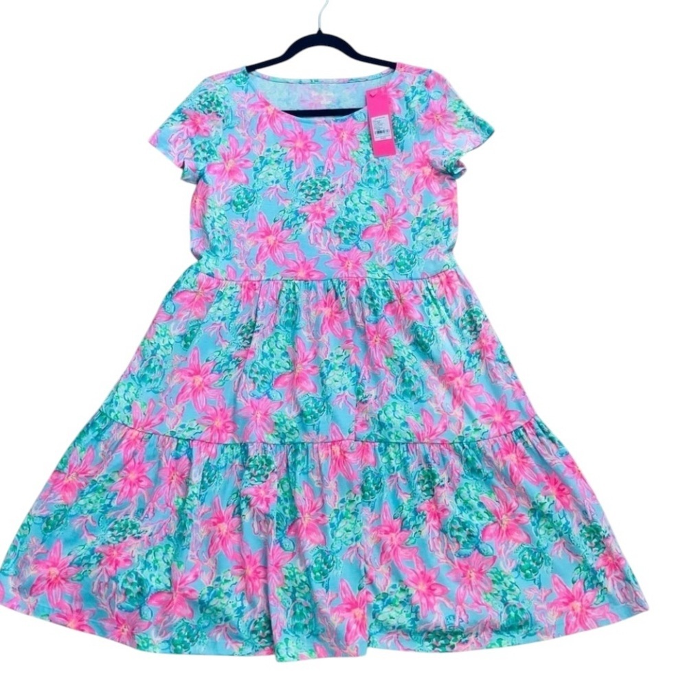 Lilly Pulitzer Geanna Short Sleeve Dress Surf Blue I’m So Shellegant Size S - Picture 5 of 6